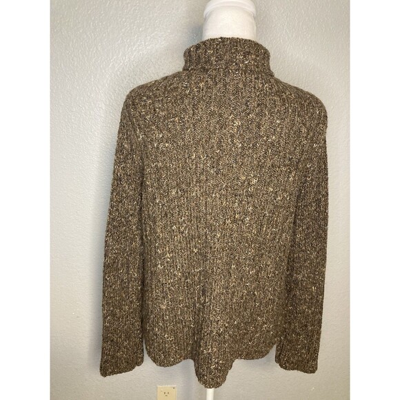 Charter Club Petite Sweater Womens S Brown Wool Blend Zip Front Ribbed Cardigan - Picture 6 of 8